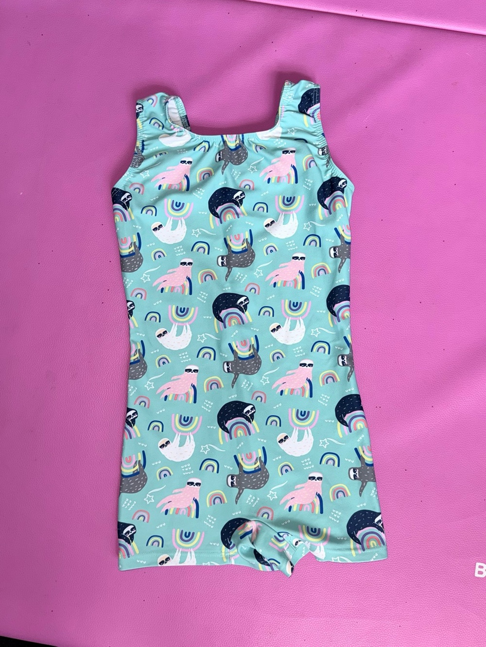 Destira Girls Mint Sloth & Rainbow Leotard (Child Medium)